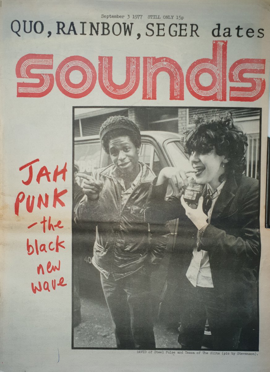 Sounds Front Cover 3rd, September 1977 featuring David of Steel Pulse and Tessa of The Slits, pic by Stevenson.
<a href="/steelpulse/">Steel Pulse</a>