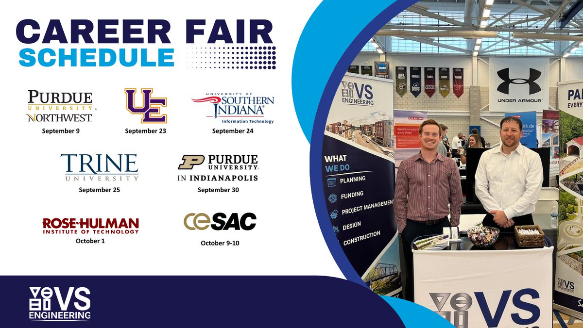 VSEngineering's tweet image. Mark your calendars! Our Career Fair schedule is live — and we&apos;re hitting colleges all across Indiana. Don’t miss your chance to connect with us and explore exciting opportunities!
#vscommunity #vsengineering #careerfair