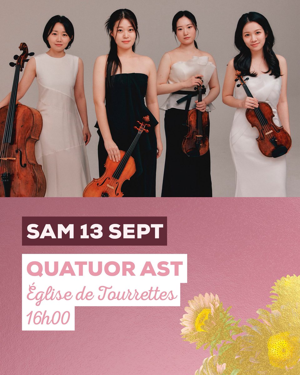 Quatuors en Pays de Fayence 2025. 12-14 septembre. Patrimoine en Musique. Plus d’informations : quatuors-fayence.com