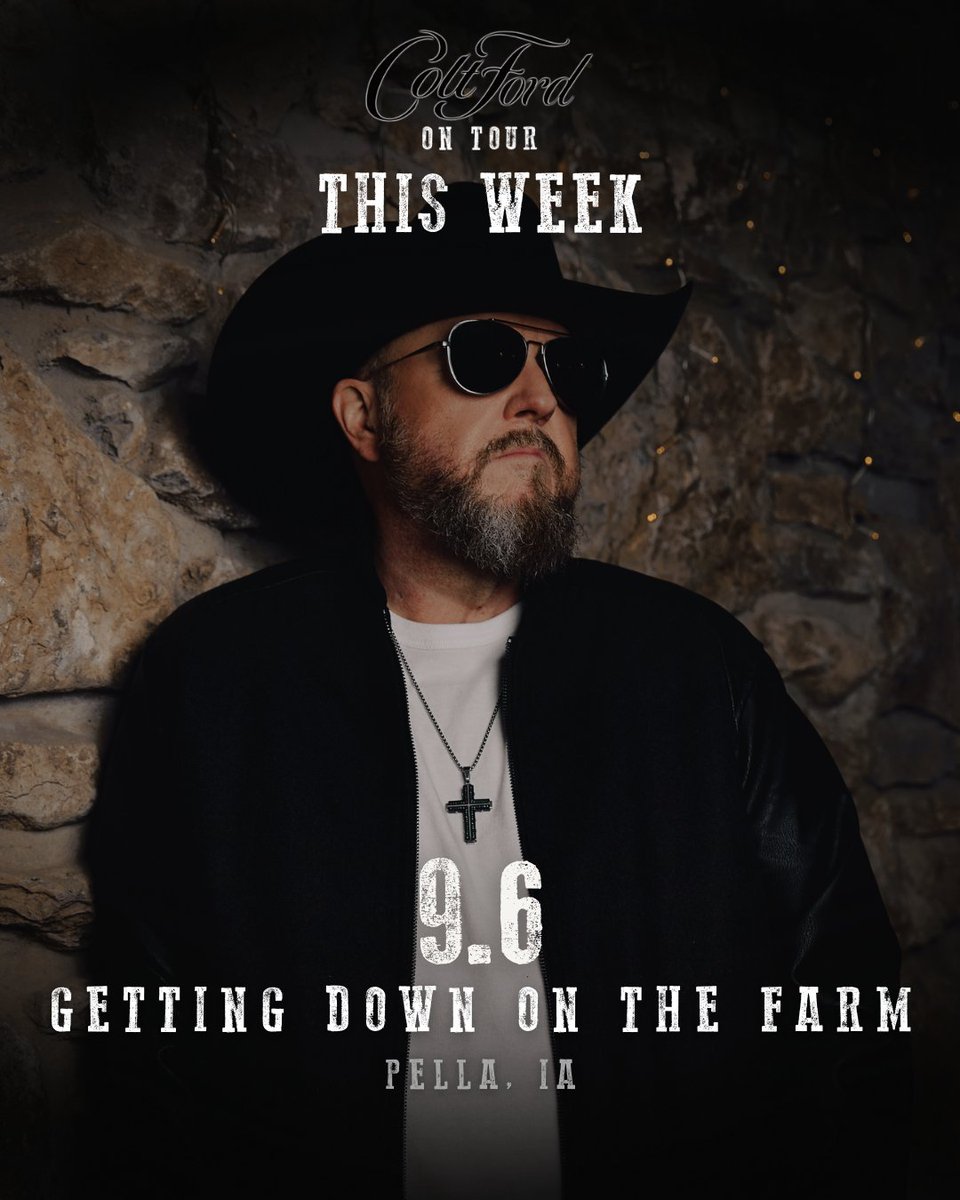Y'all comin' Saturday? We're Getting Down on the Farm in Pella, Iowa so grab your tix and join the party🤘🏻

#ColtFord #CountryMusic #OnTheRoad #LiveMusic