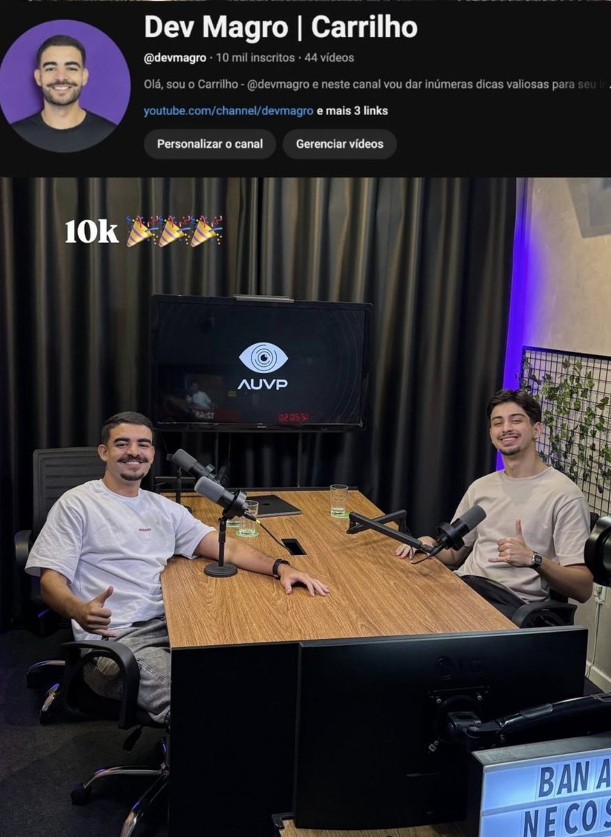 devmagro's tweet image. 10K NO YOUTUBE
LIVE Sexta no youtube tirando dúvida / avaliando linkedin / git / projetos / dicas
@thisbeto
