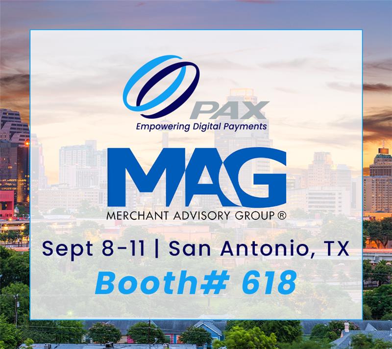 PAX Technology, Inc (North America) (@paxtechnology) on Twitter photo The PAX team will be at MAG's Payments Conference next week in San Antonio, from Sept. 8-11. Visit them at Booth # 618 to see live demos of our next-gen payment solutions, learn how to streamline ops, & discover tools that deliver a faster, smarter checkout experience. #MAG2025 The PAX team will be at MAG's Payments Conference next week in San Antonio, from Sept. 8-11. Visit them at Booth # 618 to see live demos of our next-gen payment solutions, learn how to streamline ops, & discover tools that deliver a faster, smarter checkout experience. #MAG2025