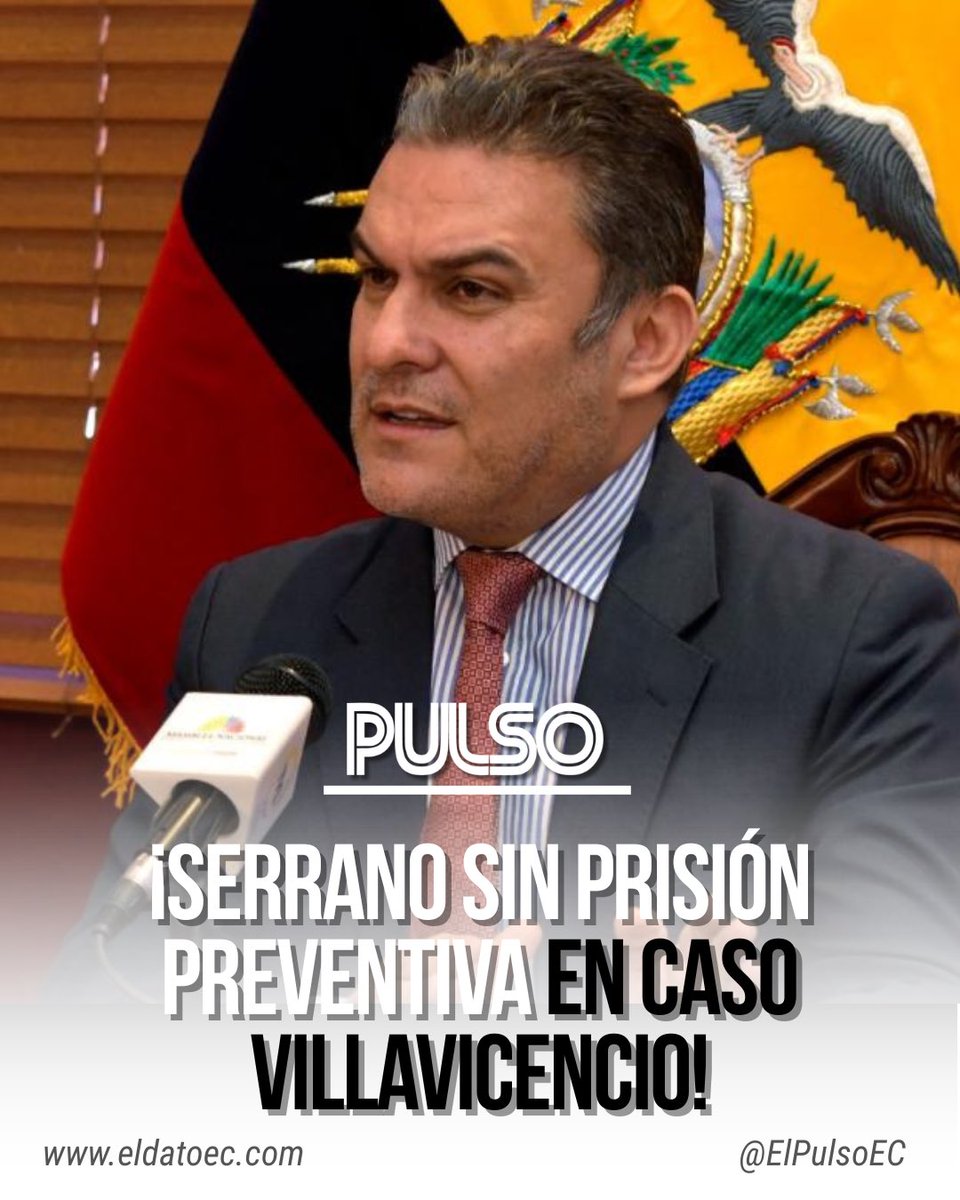 ElPulsoEc's tweet image. ▪️La jueza que lleva el caso del asesinato de Fernando Villavicencio resolvió no imponer prisión preventiva al exasambleísta José Serrano dentro del proceso judicial.

#pulso #audiencia #ecuador