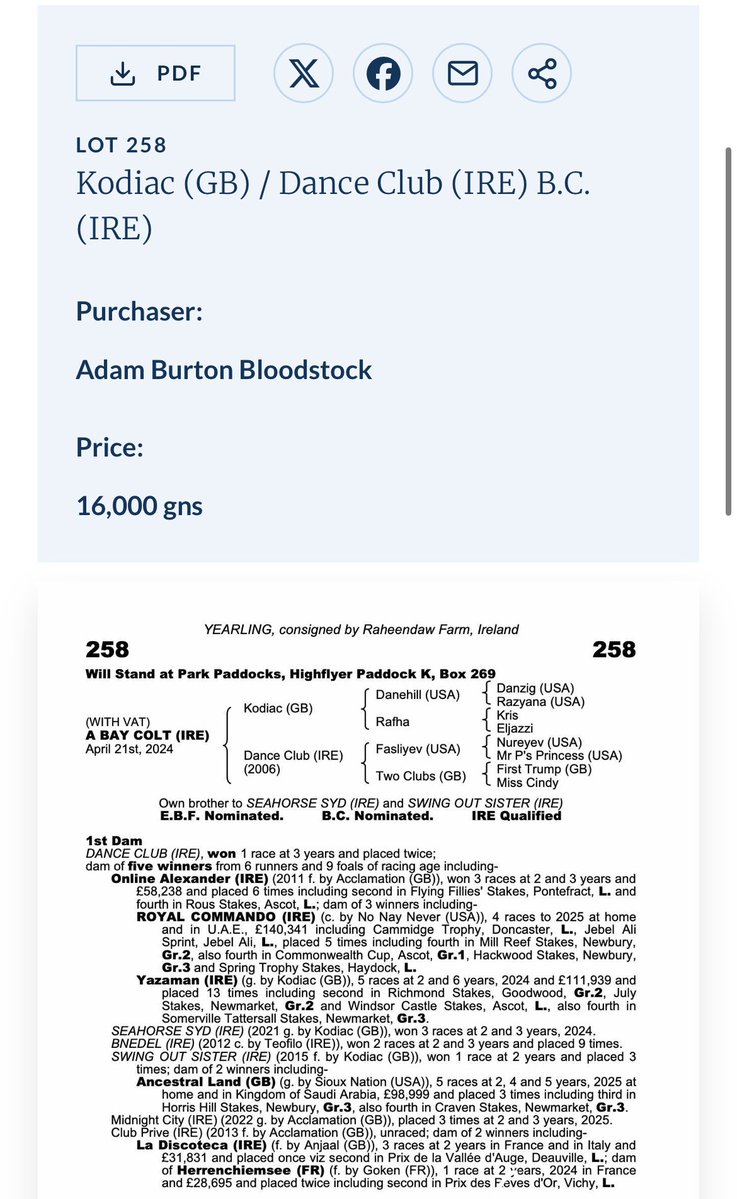 Adam Burton (@adamburton04) on Twitter photo Delighted to have bought two lovely colts <a href="/Tattersalls1766/">Tattersalls</a> Somerville Sale.
L 163, An A’Ali Colt bought for <a href="/URSAMAJORRACING/">Ursa Major Racing Ltd</a>, a colt with lots of quality about him, he’s a strong compact colt & he’s out of a 93 rated Galileo mare. 👀
&
L 258, A strong & stocky Kodiac colt.
He’s Delighted to have bought two lovely colts <a href="/Tattersalls1766/">Tattersalls</a> Somerville Sale.
L 163, An A’Ali Colt bought for <a href="/URSAMAJORRACING/">Ursa Major Racing Ltd</a>, a colt with lots of quality about him, he’s a strong compact colt & he’s out of a 93 rated Galileo mare. 👀
&
L 258, A strong & stocky Kodiac colt.
He’s