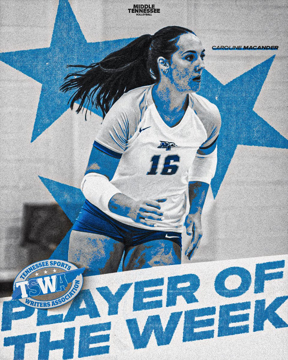 Caroline Macander is your TSWA College Volleyball Player of the Week 👑

#BLUEnited