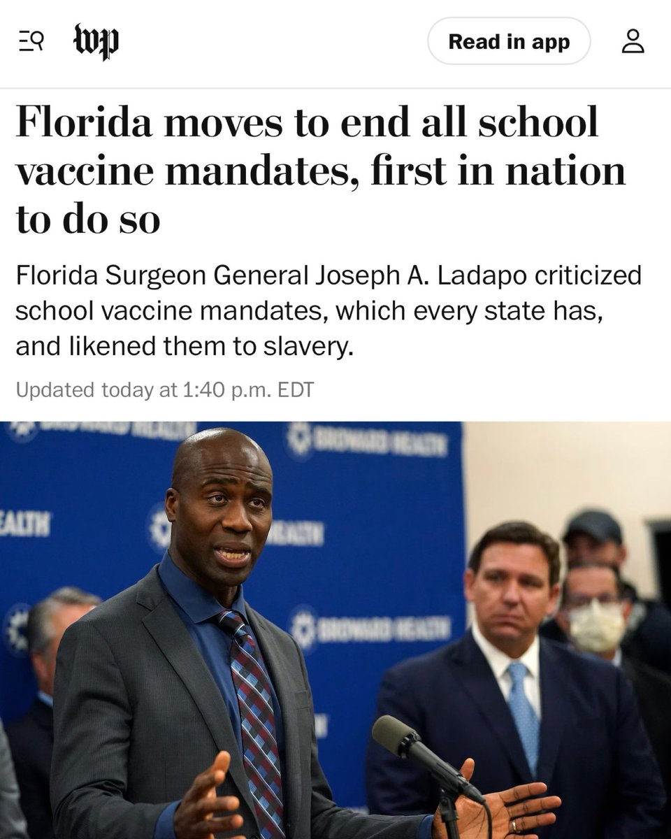 patrickbetdavid's tweet photo. This is MASSIVE move for FLorida. 

Parents need to have the choice instead forced to vaccinate their kids.  

A victory for parents, kids and Florida.

FREEDOM won today. 

Good for @GovRonDeSantis &amp; @FLSurgeonGen https://t.co/uqtlt845s3