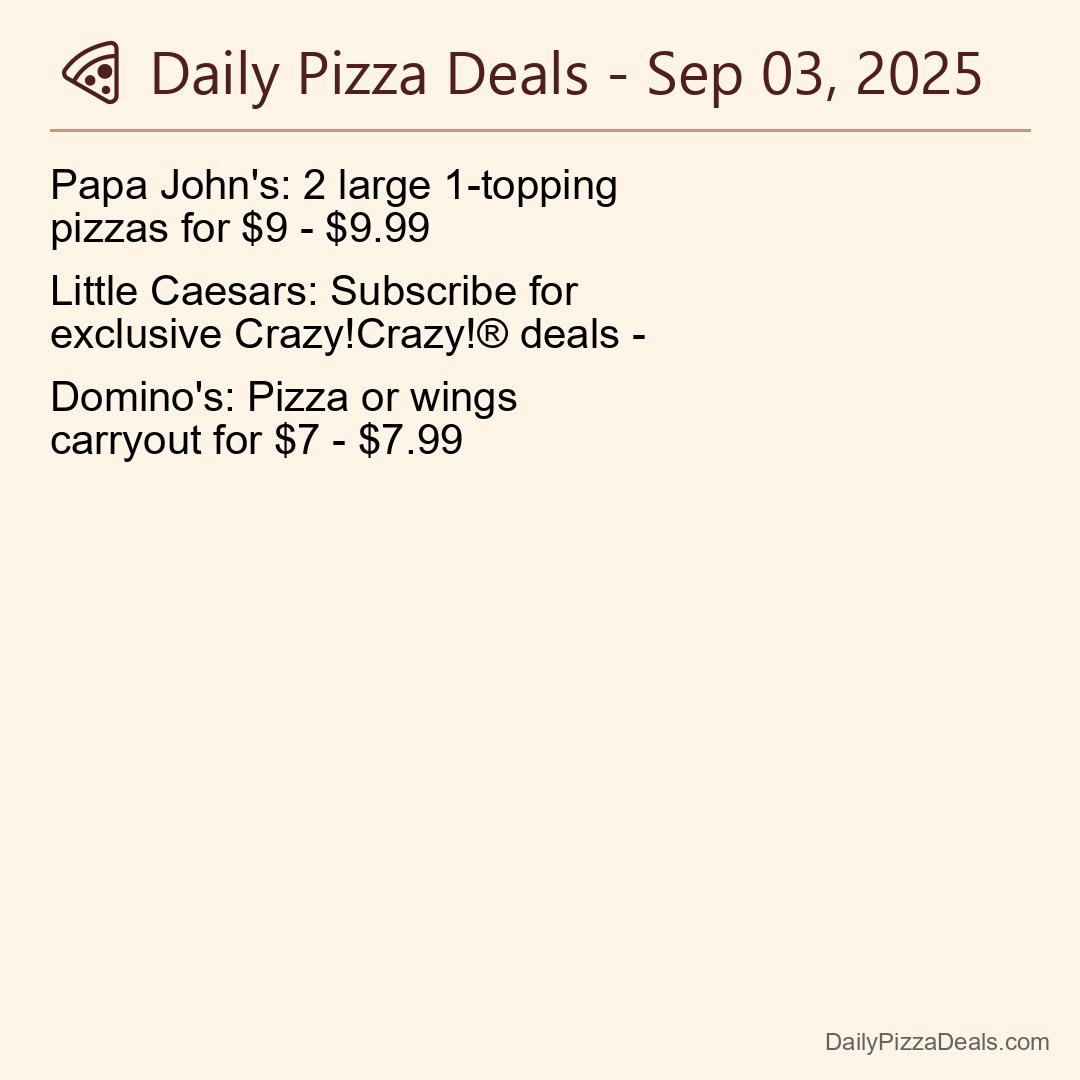 dailypizzadeals's tweet image. Daily Pizza Deals #dailypizzadeals #pizzawednesday