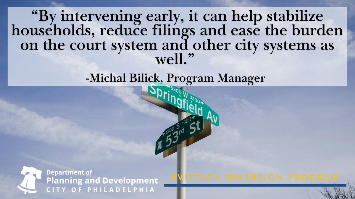 #PhilaDHCD's Eviction Diversion Program has a proven track record of helping Philadelphia renters avoid eviction and keeping more families in their homes. 

Read more about how EDP is working to prevent  evictions in Philadelphia: evictionlab.org/how-local-lead…