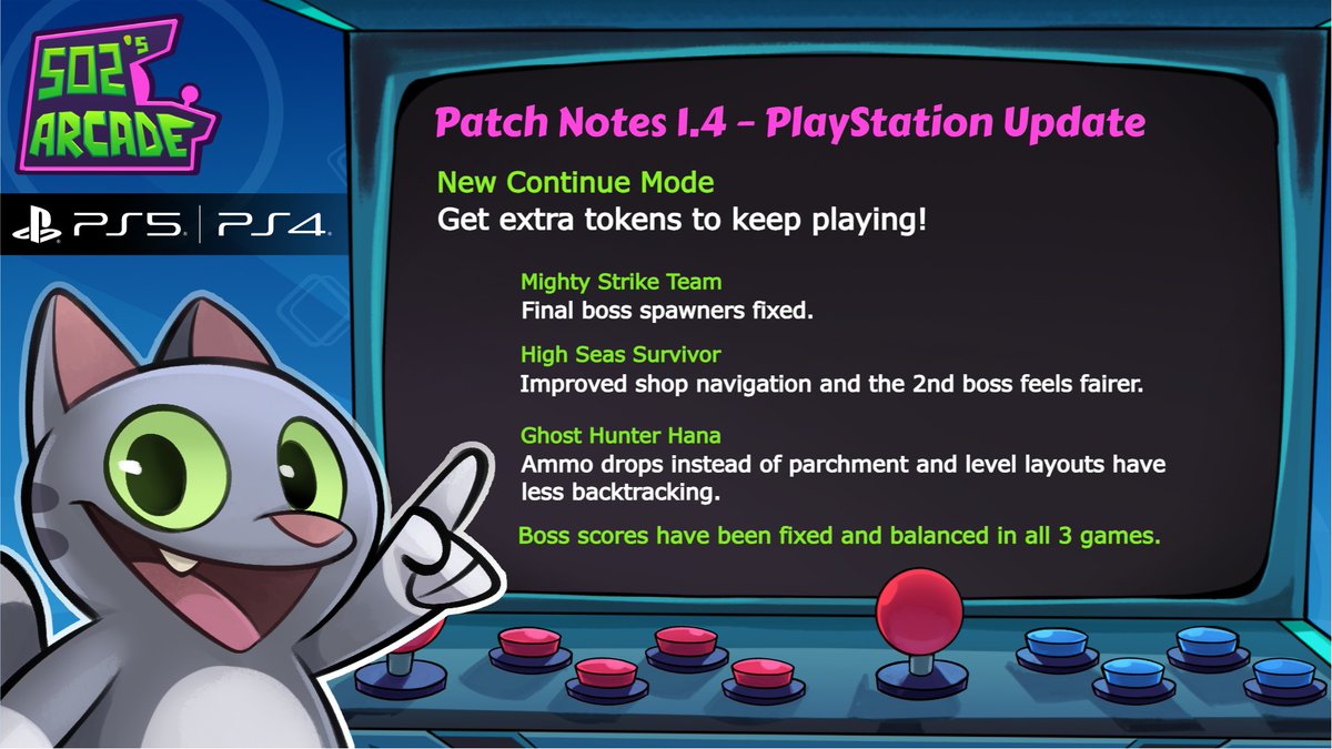 🚨Update on #PlayStation !
New Continue Mode (you can switch ON or OFF) + some boss twitching and more. For both #PlayStation4 &amp; #PlayStation5.
#GameUpdate