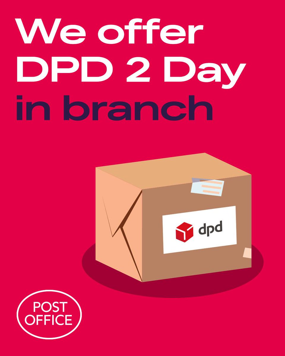 Need a reliable delivery with Tracking? DPD 2 day available here!

Pop by and post it with DPD 2 day for delivery within 2 days, Monday to Saturday plus real time tracking on all parcels.