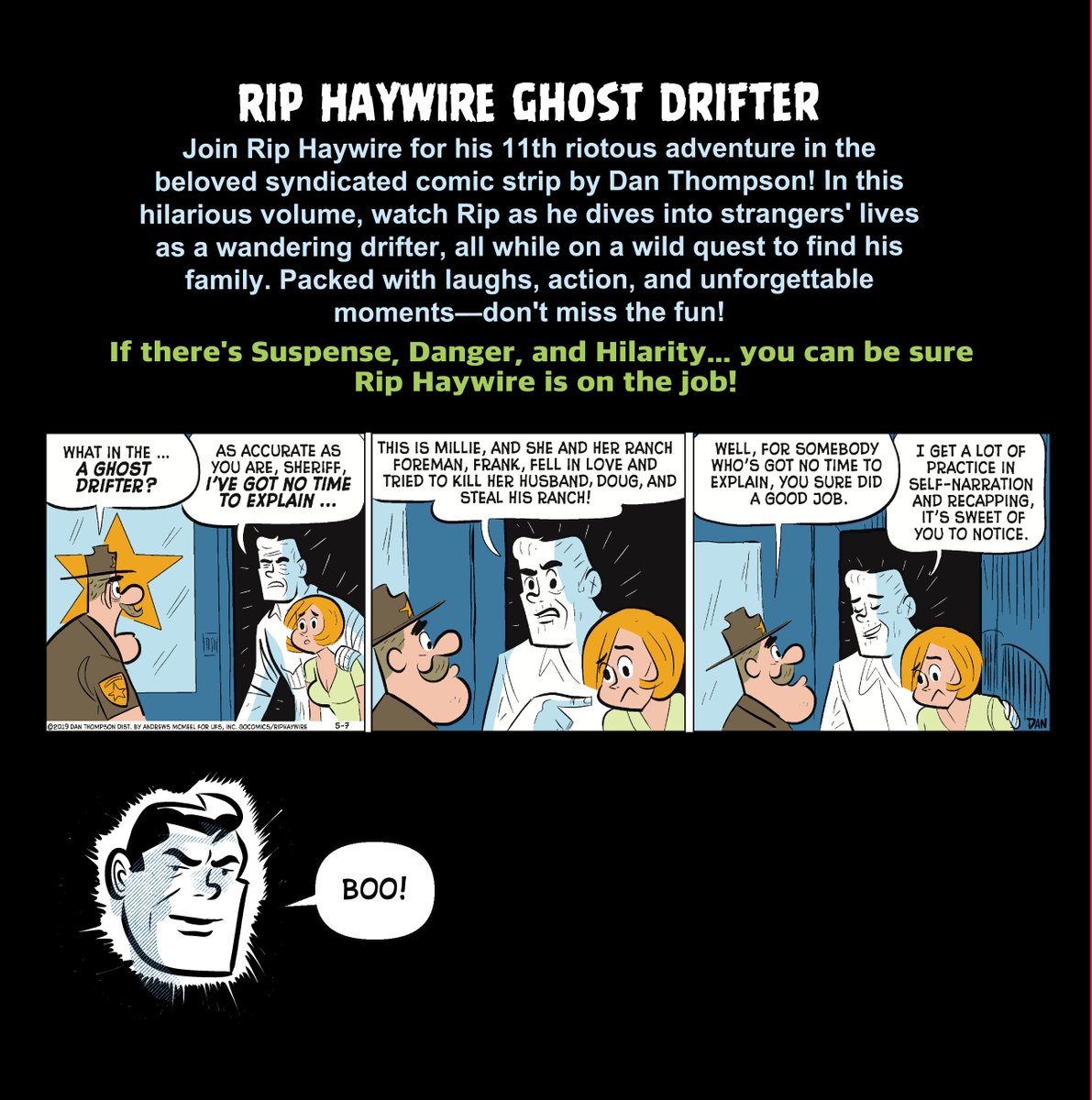 Excited to share that the new Rip Haywire book, featuring comic strips from 2019, is now available! Check out ‘Rip Haywire Ghost Drifter!’ on Amazon. More titles coming soon! #comicstrips 
amazon.com/dp/B0FPCZ3N4C?