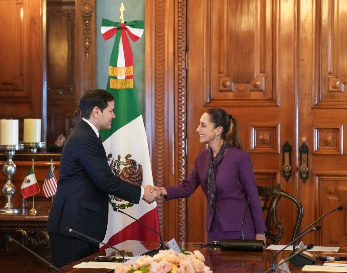Secretary Marco Rubio (@secrubio) on Twitter photo Through our joint collaboration with President <a href="/Claudiashein/">Claudia Sheinbaum Pardo</a>, the U.S. and Mexico have strengthened border security, taken action to dismantle the cartels, made progress towards sharing water resources, and promoted new economic opportunities. Today we discussed these issues and Through our joint collaboration with President <a href="/Claudiashein/">Claudia Sheinbaum Pardo</a>, the U.S. and Mexico have strengthened border security, taken action to dismantle the cartels, made progress towards sharing water resources, and promoted new economic opportunities. Today we discussed these issues and