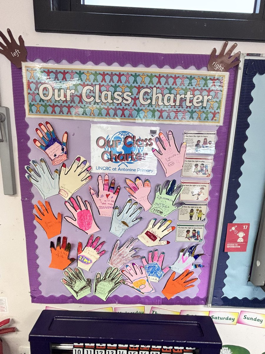 AntoninePrimary's tweet image. Delighted to see more  Class Charters on display.  We will also be discussing our playground and lunch hall charters at assemblies over  the next few weeks. #RRS