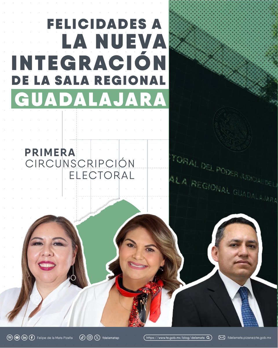 Felicito a las nuevas magistradas <a href="/rebecabaram1/">Rebeca Barrera Amador</a> <a href="/Irinacervantes3/">Irinacervantes</a> y al nuevo magistrado <a href="/Magdo_SAGO/">Sergio Guerrero</a> de la <a href="/TEPJF_GDL/">Sala Regional Guadalajara</a> 

Les deseo el mayor de los éxitos.