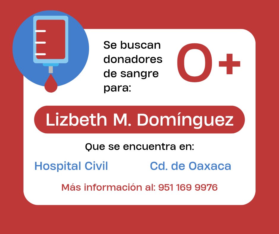 Lizbeth Monserrat es paciente de cáncer en el Hospital Civil de la ciudad de Oaxaca, necesita donadores de sangre y plaquetas con urgencia, ayúdanos compartiendo esta publicación y si puedes también donándole ♥️🎗#Oaxaca #ConCausa