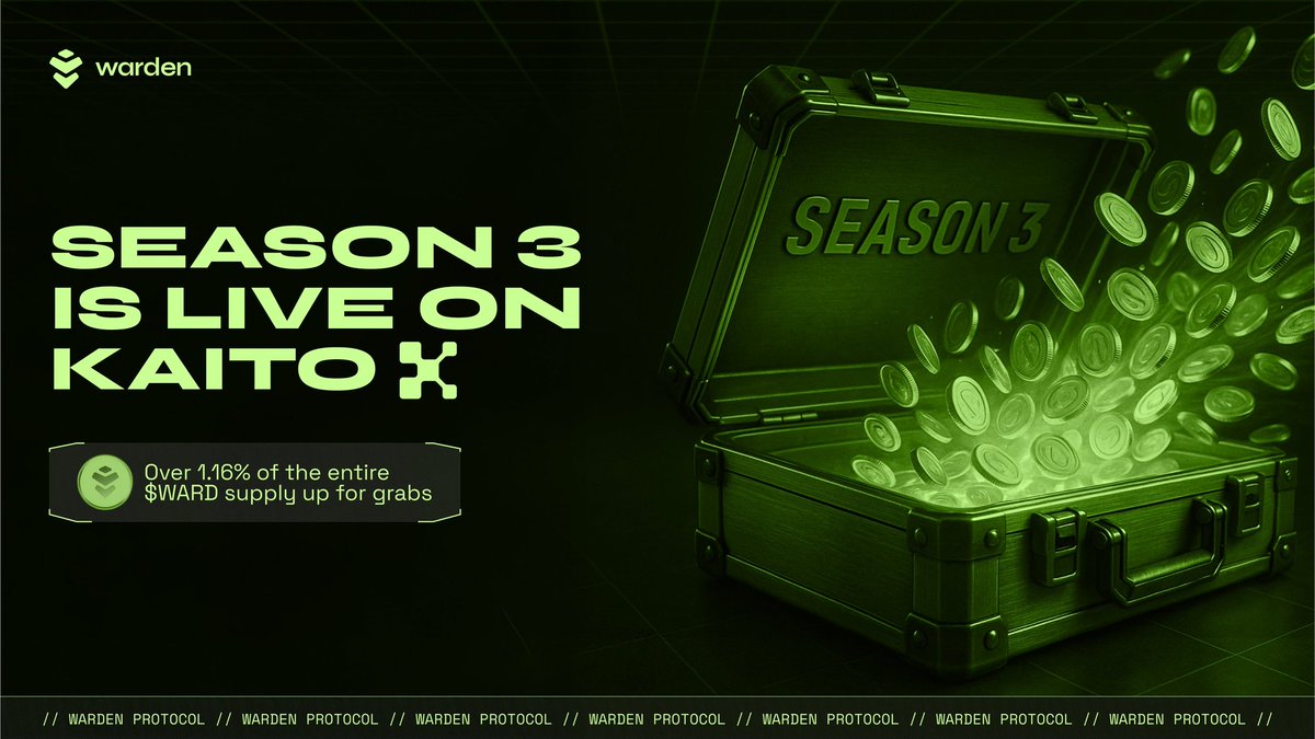 Web3GraphixGirl's tweet image. Good Night Fam

        Season 3 is LIVE! 

@KaitoAI x @wardenprotocol are back with the biggest rewards yet:

 0.5% $WARD supply
 Plus unused bonuses (1.16% total!) 

This time, every yapper wins.

TGE is on the horizon time to yap your way in. 

gwarden forever