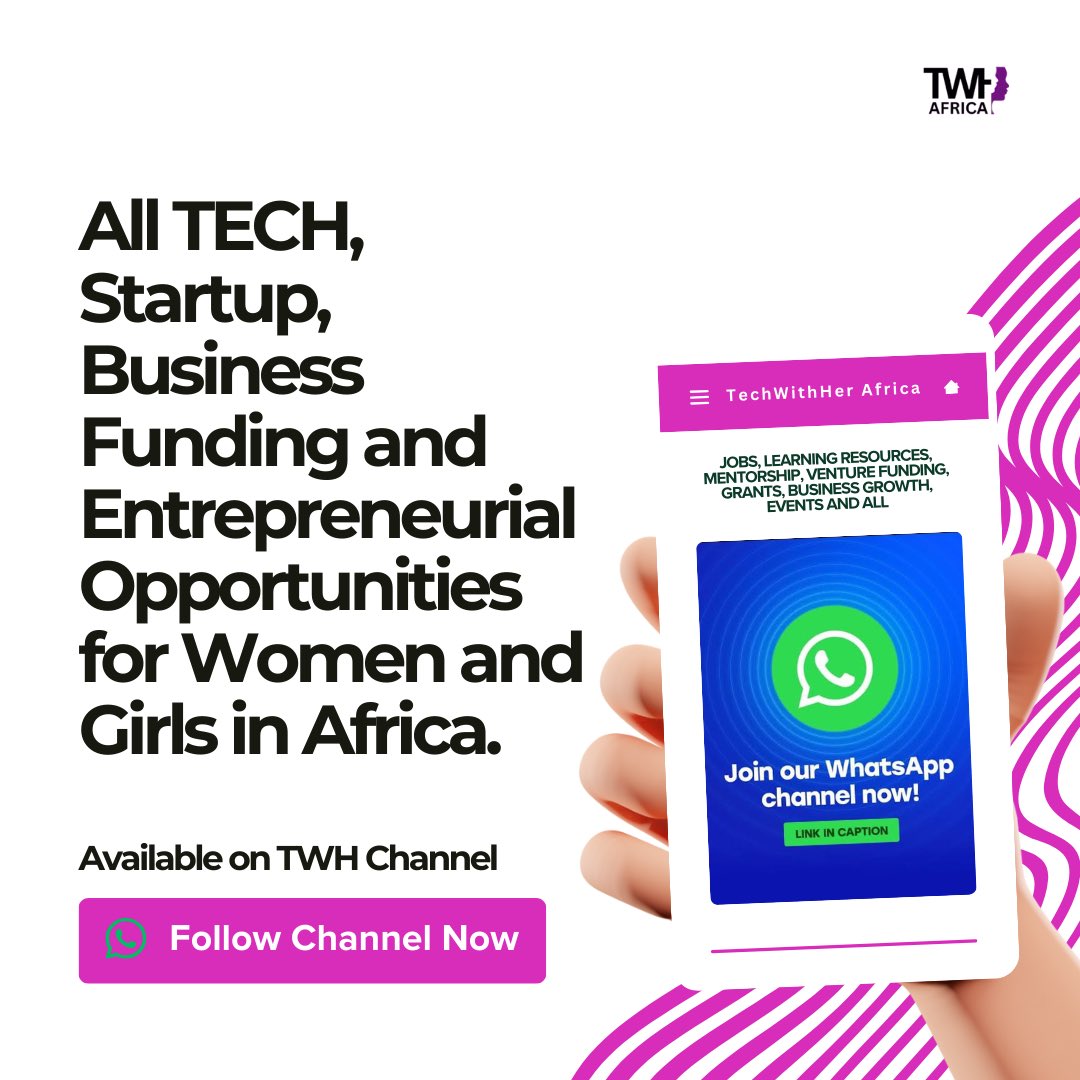 techwithher_a's tweet image. Ready to build the future of tech? Get access to exclusive opportunities for women in Africa—from venture funding to mentorship and jobs. 

Join our community and let’s transform Africa, together. 

Follow Our Channel On WhatsApp 👇🏻

whatsapp.com/channel/0029Vb…

#techwithherafrica