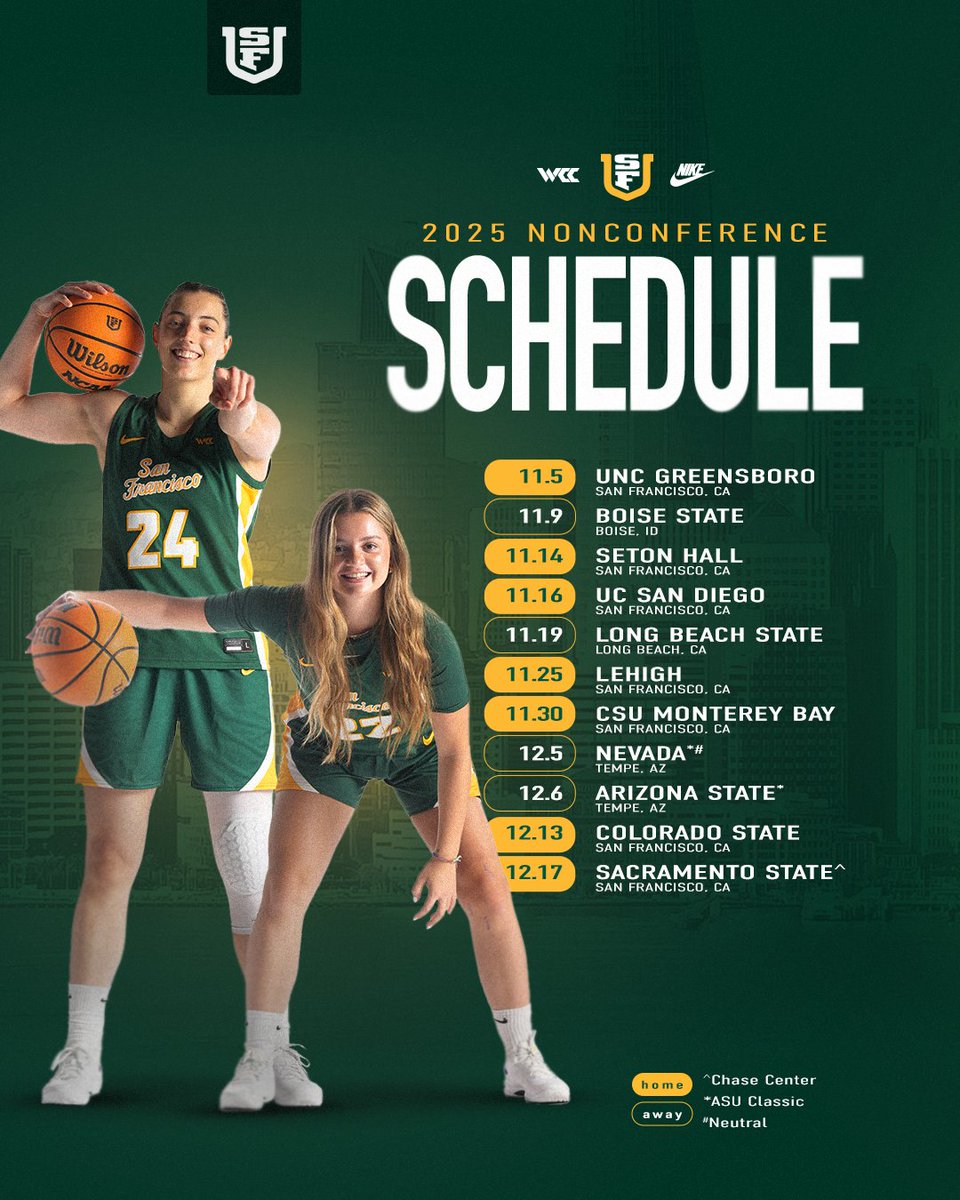 𝐁𝐚𝐬𝐤𝐞𝐭𝐛𝐚𝐥𝐥 𝐢𝐬 𝐫𝐢𝐠𝐡𝐭 𝐚𝐫𝐨𝐮𝐧𝐝 𝐭𝐡𝐞 𝐜𝐨𝐫𝐧𝐞𝐫‼️

The 2025-26 nonconference schedule is set!

📰Full Release: bit.ly/3JLHICa

#USFDons | #WCChoops