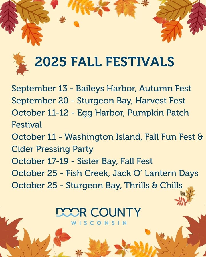 Who is ready for fun fall weekends across Door County 🙌