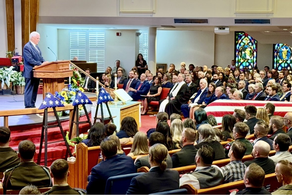 Honored to be back in North Carolina this week to pay tribute to Army Sgt. Michael Verardo, whose life of Courage and Service inspired our Nation. <a href="/KarenPence/">Karen Pence</a> and I are praying for his precious family and all who admired this true American Hero. God Bless Sgt. Michael Verardo🙏🏻🇺🇸