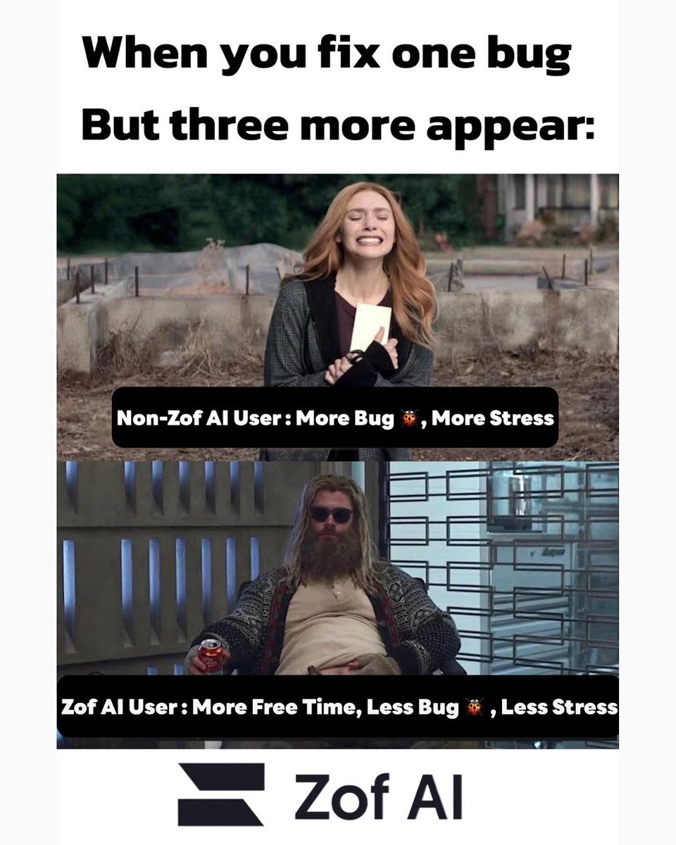 Fix 1 bug… 3 more appear?
That’s the Non-Zof life 😩
⠀⠀⠀⠀
😎 Zof AI users = Less bugs, less stress, more chill.
⠀⠀⠀⠀
🔥 Auto-detect. Auto-heal. Auto-peace.
⠀⠀⠀⠀
#ZofAI #DevMeme #QAAutomation #TechHumor #BugSquash #TestSmarter #DeveloperLife #BeforeAfter #ChillWithZof