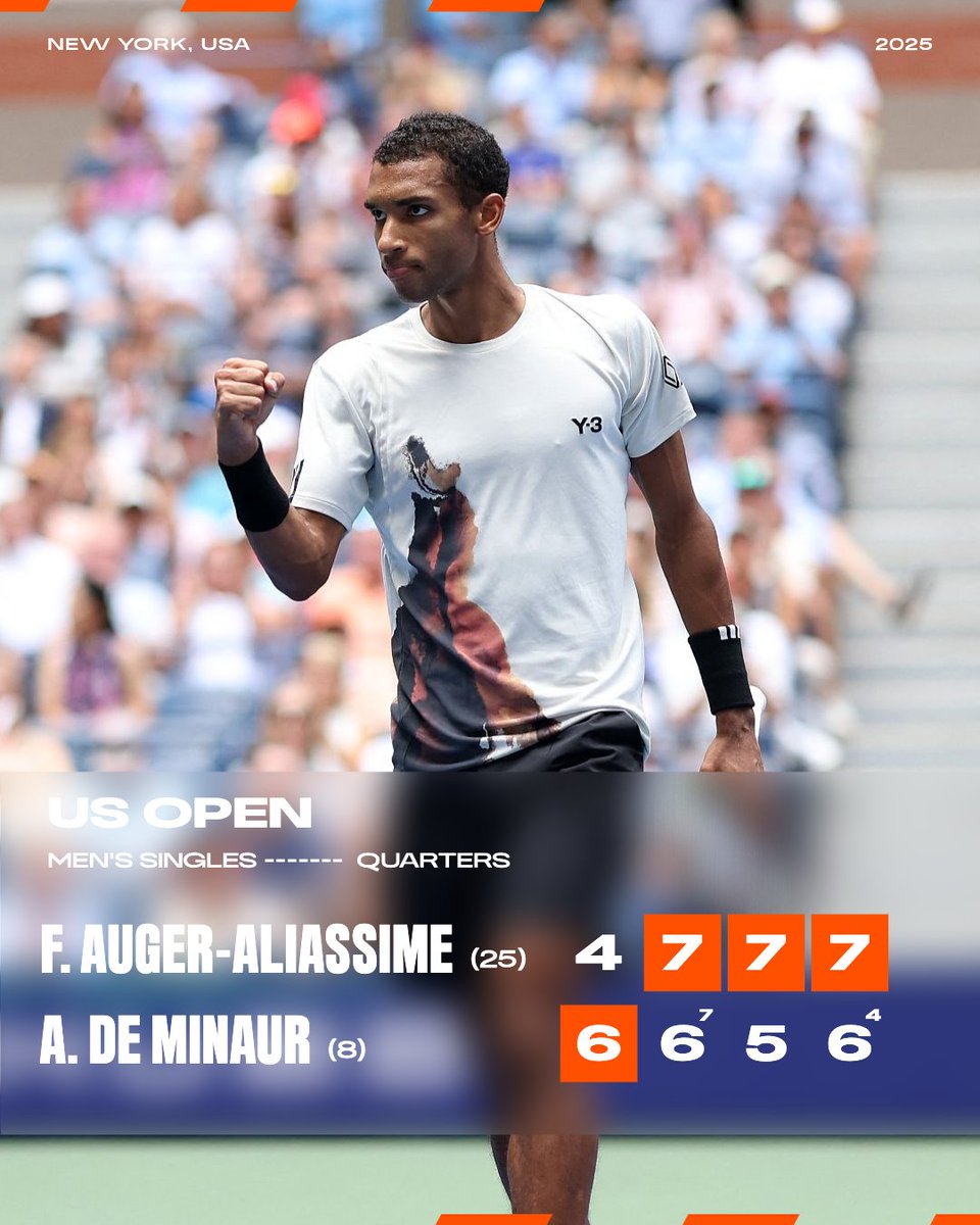 Felix Auger-Aliassime is back in the US Open semi-finals 🇨🇦💪

#USOpen
