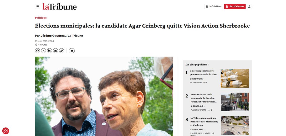 Le CIJA (@cijaqc) on Twitter photo La semaine dernière, le quotidien <a href="/LT_LaTribune/">La Tribune</a> nous a appris qu'Agar Grinberg, une Canadienne de confession juive née en Israël, a vu sa candidature écartée dans Ascot dans le cadre des prochaines élections municipales à Sherbrooke. La raison : des pressions violentes et La semaine dernière, le quotidien <a href="/LT_LaTribune/">La Tribune</a> nous a appris qu'Agar Grinberg, une Canadienne de confession juive née en Israël, a vu sa candidature écartée dans Ascot dans le cadre des prochaines élections municipales à Sherbrooke. La raison : des pressions violentes et