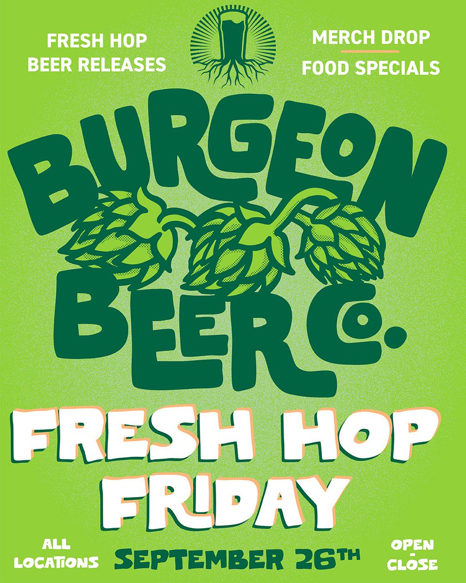 💚💚 BEST DAY OF THE YEAR! 💚💚⁠
⁠
On Friday, Sept 26th, we will be cheersing to our favorite green little cones with a full day of fresh hops! Along with the FRESHEST of fresh hop beer drops, we’ll be slinging speciality merch, tasty food specials, &amp; more at ALL our locations!