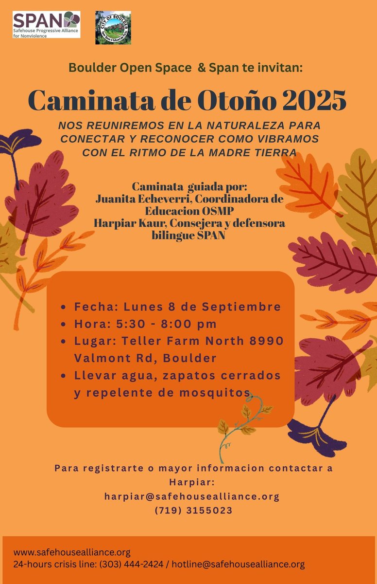 FollowSPAN's tweet photo. Summer is ending, leaves are changing their colors, and the wind is blowing strong. Time to let go and time for our Annual Fall Walk with OSMP- Join us! https://t.co/y0A84YeQ4c