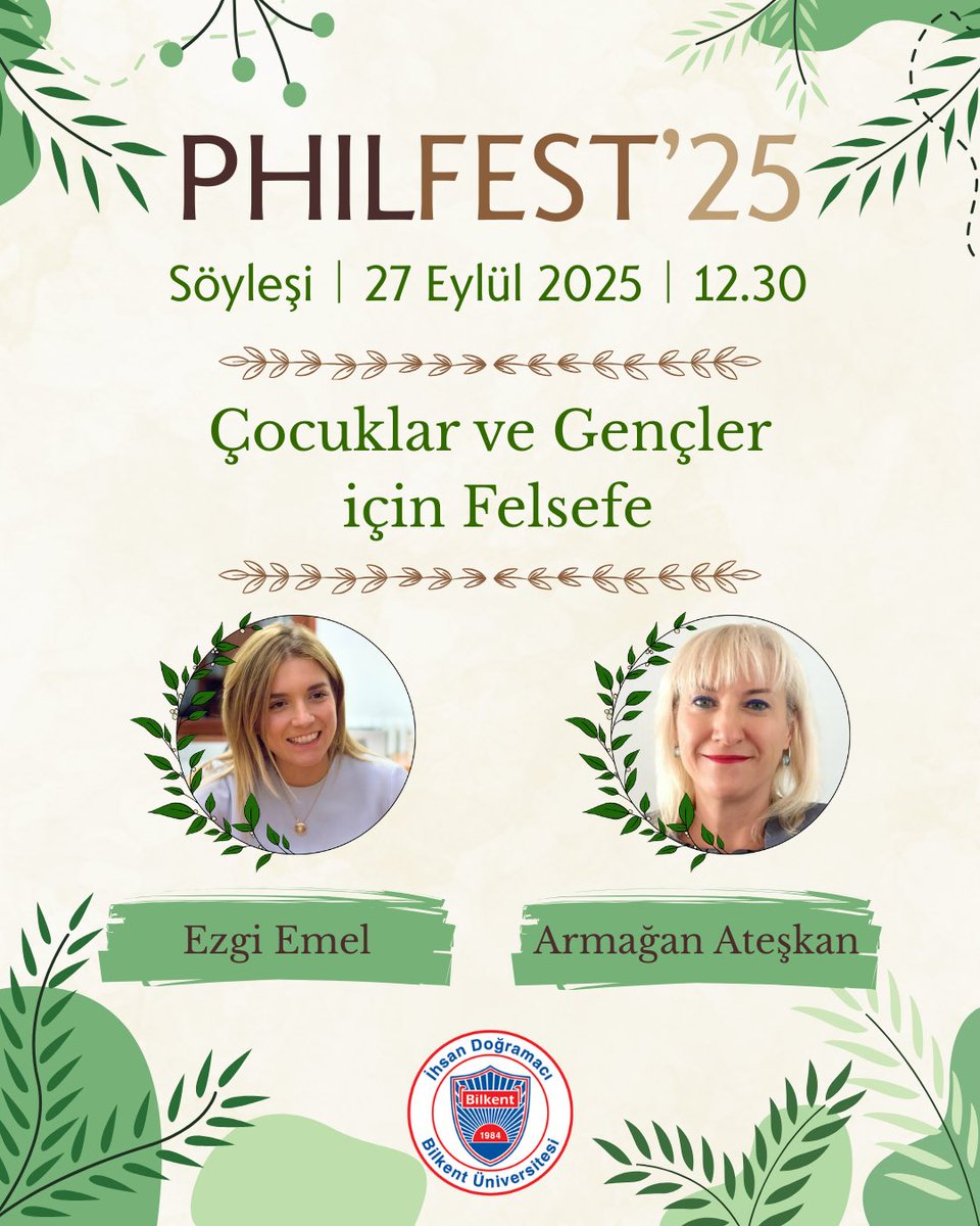 BilkentPhilFest's tweet photo. Bilkent Felsefe Şenliğinde çocuklar felsefe ile buluşuyor!
Konuğumuz Ezgi Emel ile moderatörümüz Armağan Ateşkan'ın gerçekleştireceği "Çocuklar ve Gençler için Felsefe" söyleşisine hepinizi bekliyoruz. Bilkent Felsefe Şenliği'ne ücretsiz kaydolmak için 👉https://t.co/Bbt0Ia3b9d https://t.co/2a2hwzo2K7
