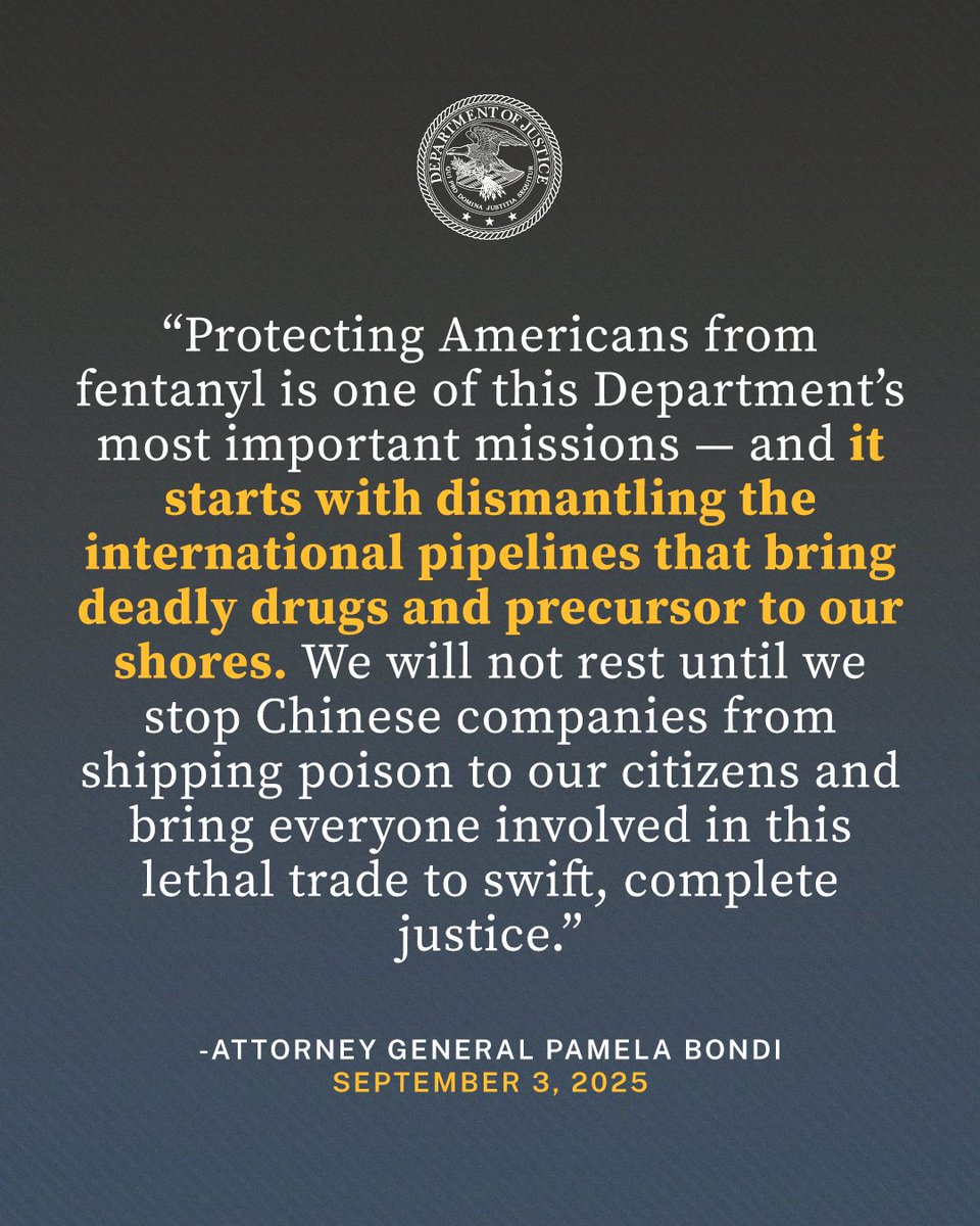 Grand Jury Indicts Three U.S. Citizens, 22 Chinese Nationals, Four Chinese Pharmaceutical Companies in International Drug Trafficking, Money Laundering Conspiracies

“Protecting Americans from fentanyl is one of this Department’s most important missions — and it starts with
