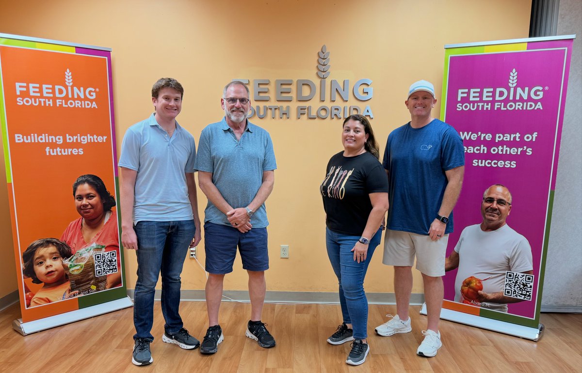 Our So. FL team – (L-R) Nick Tortorici, Craig Grosby, Katia Merchan, and Jonathan Guffey – recently volunteered at Feeding South Florida, packing a staggering 7k lbs of food and supplies in 3 hours, far outpacing their 5k lb. goal! Great work, team!