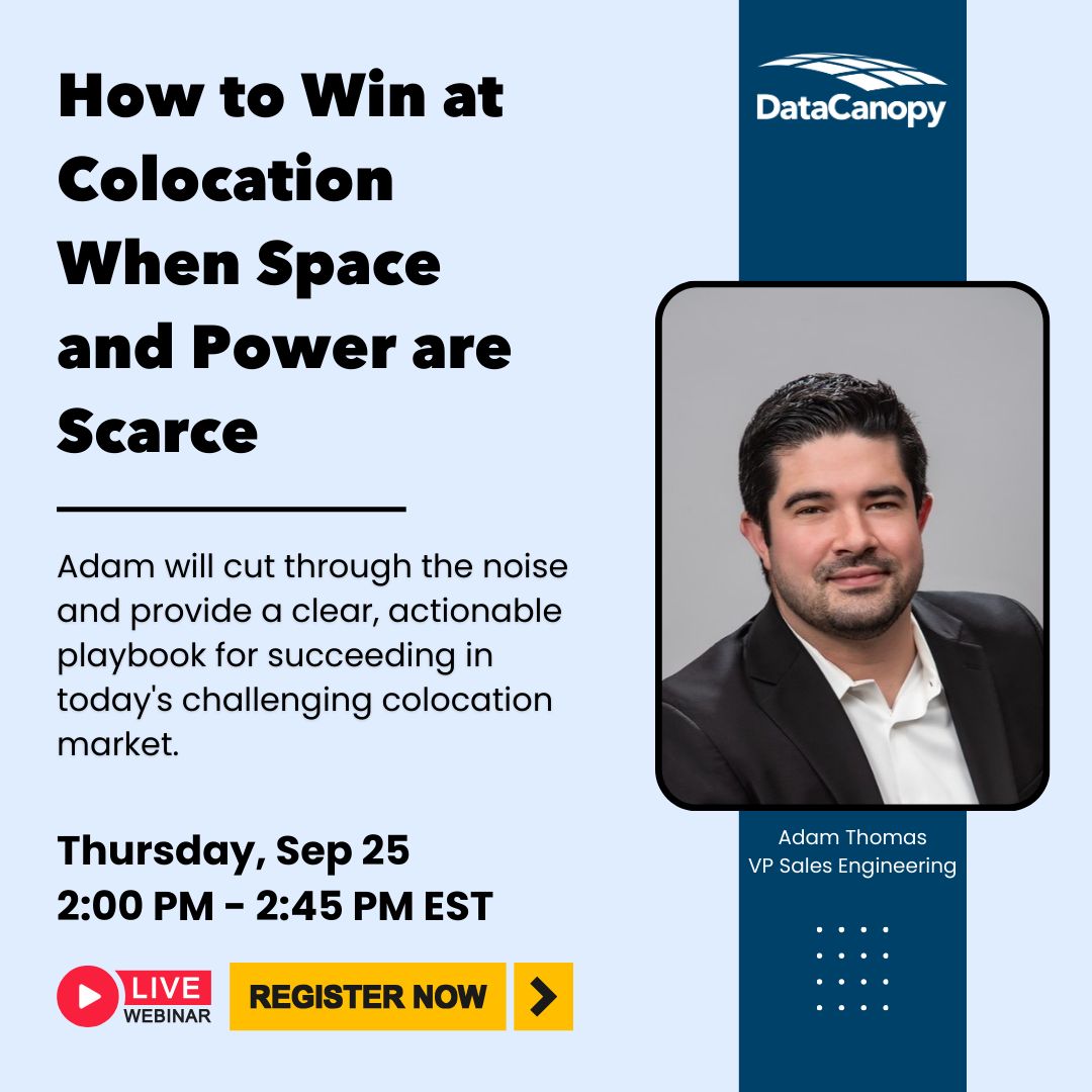 datacanopy's tweet image. Space and power are running out fast ⚡
How can you win in today’s colocation market?

Join Adam Thomas, VP of Sales Engineering at Data Canopy, for a live webinar:
📅 Sept 25 | 2 PM EST
👉 buff.ly/D7PtkEl 

#Colocation #DataCenters #DataCanopy