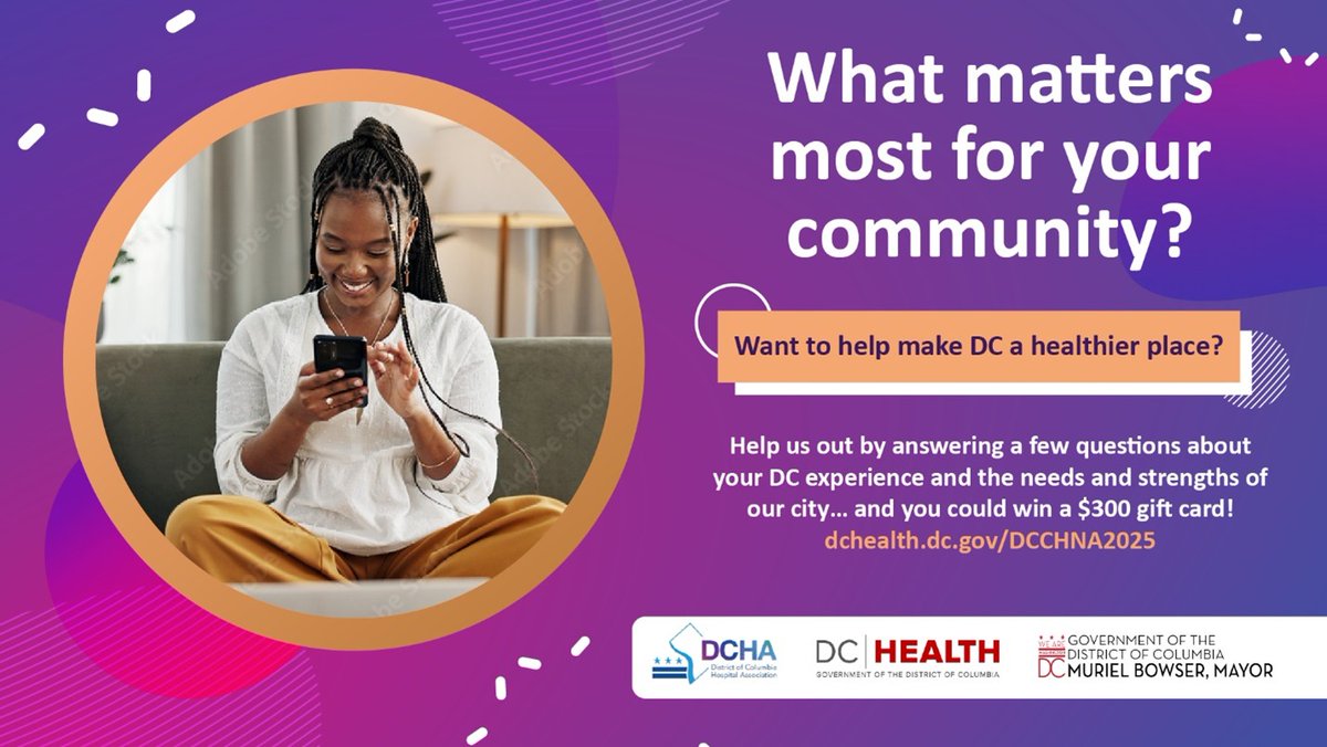 We want to hear from YOU on how to create a healthier and more equitable DC! The CHNA Survey opened September 2nd ! dchealth.dc.gov/DCCHNA2025