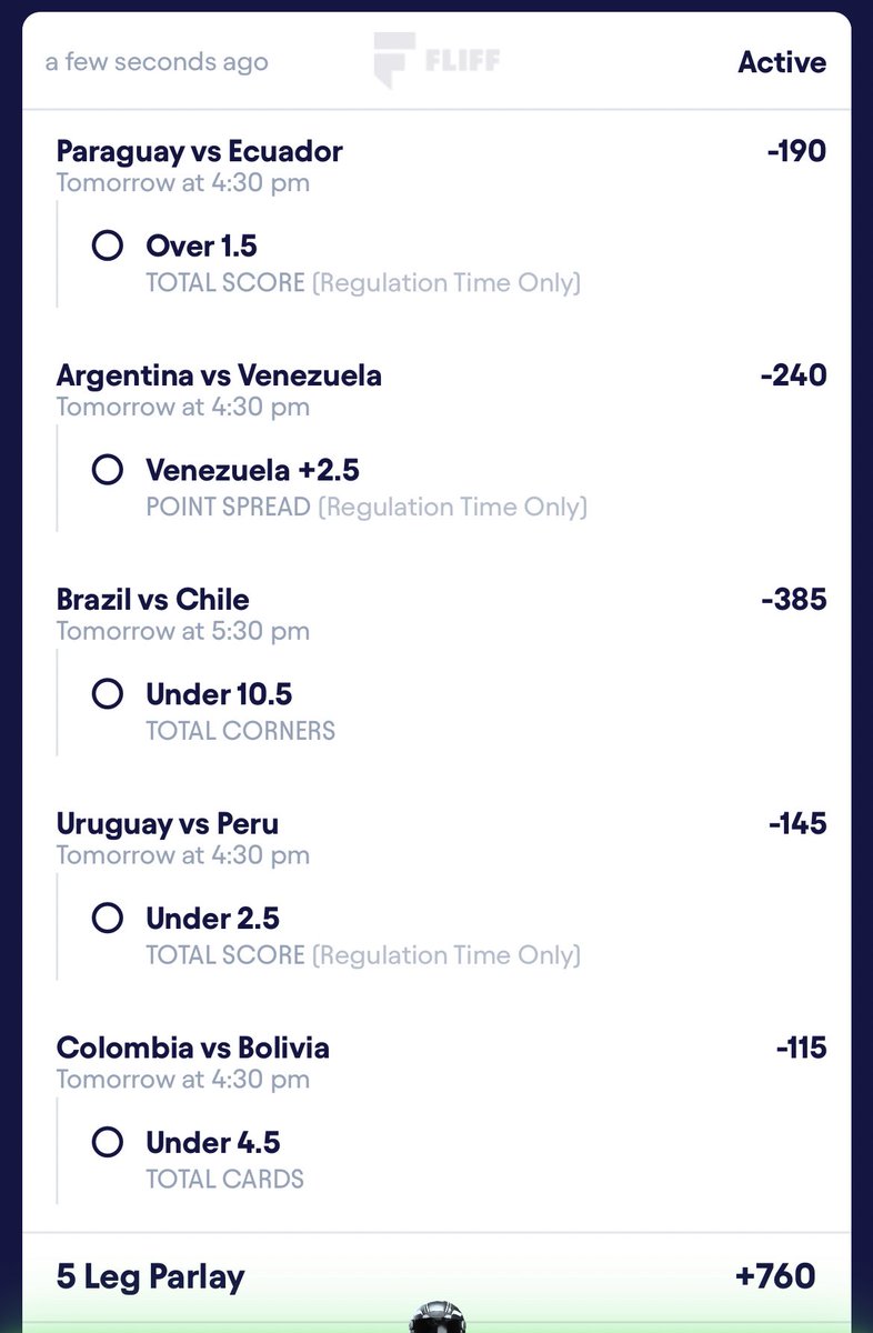 CBRA SCORE⚽️ (@cbrasports17) on Twitter photo 🚨 CONMEBOL 🌎 🏆 QUALIFIERS BEAUTIFUL PLAY (+760) 
$20 to a random like + comment if we cashh VAMOOSSSSS 🚨 🚨 CONMEBOL 🌎 🏆 QUALIFIERS BEAUTIFUL PLAY (+760) 
$20 to a random like + comment if we cashh VAMOOSSSSS 🚨