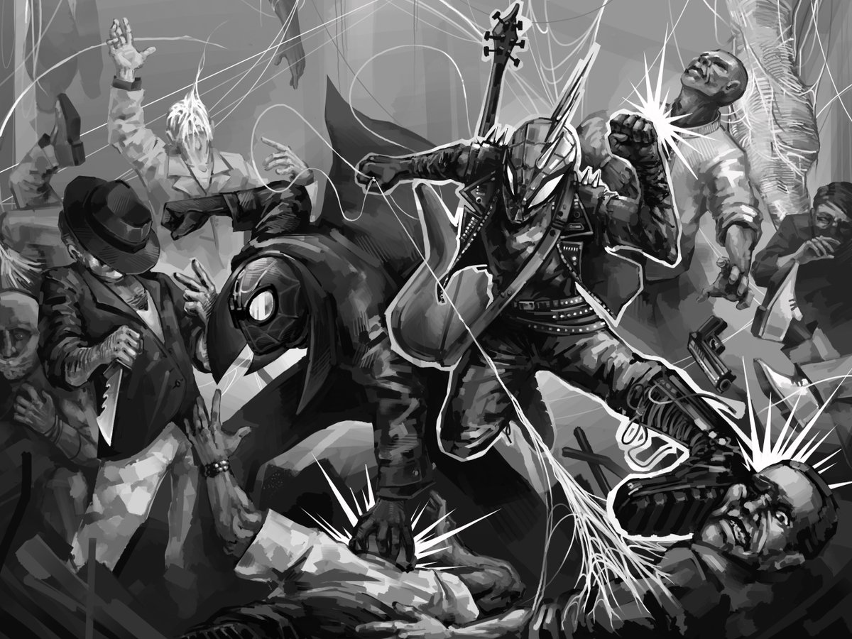 Punk and Noir beating the shit out of some guys
drew this months ago
#Spiderman #SpiderVerse
