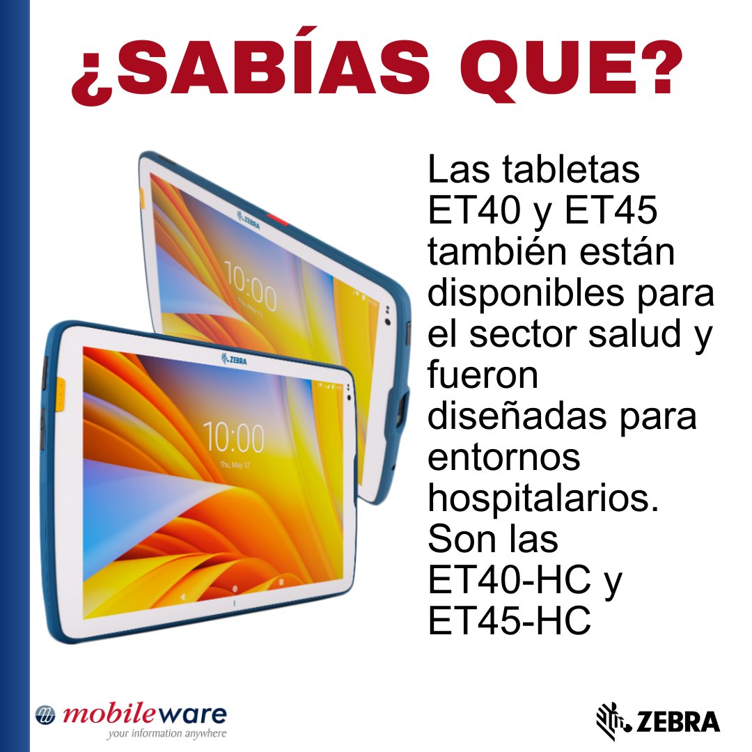 mobileware's tweet photo. 🏥 Innovación para la salud.
Las ET40 y ET45 son tablets diseñadas para hospitales: resistentes, seguras y con la movilidad que el sector médico necesita.
📩 contacto@mobileware-mx.com
📞 (55) 5543 1585 | (55) 5687 6294
📱 WhatsApp: 55 8079 3600

#ZebraET40 #ZebraET45 https://t.co/Kgx1LbqiVp
