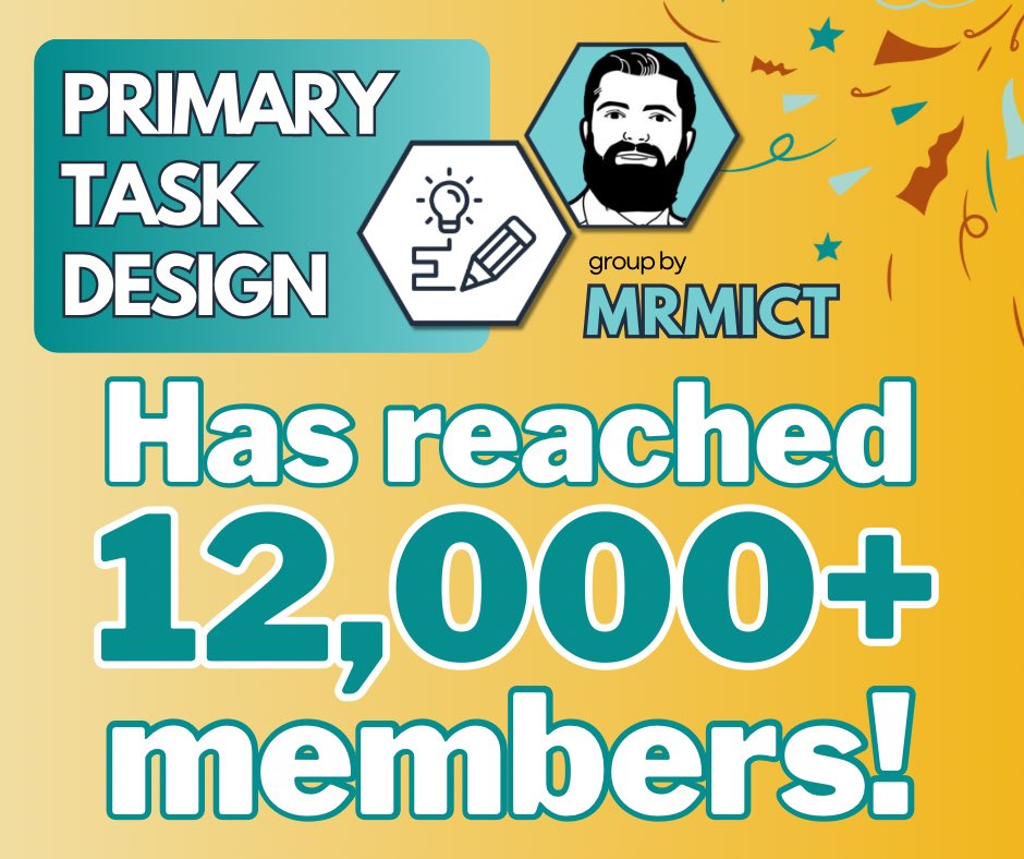 MRMICT's tweet image. 🎉 Primary Task Design Facebook group passed 12,000 members!

Thank you to everyone sharing ideas &amp;amp; rethinking how tasks connect meaningfully to the curriculum. 

Here’s to effective design, less worksheet culture. Join👇

bit.ly/3QzMq6Z

#TaskDesign #Edutwitter #Edchat