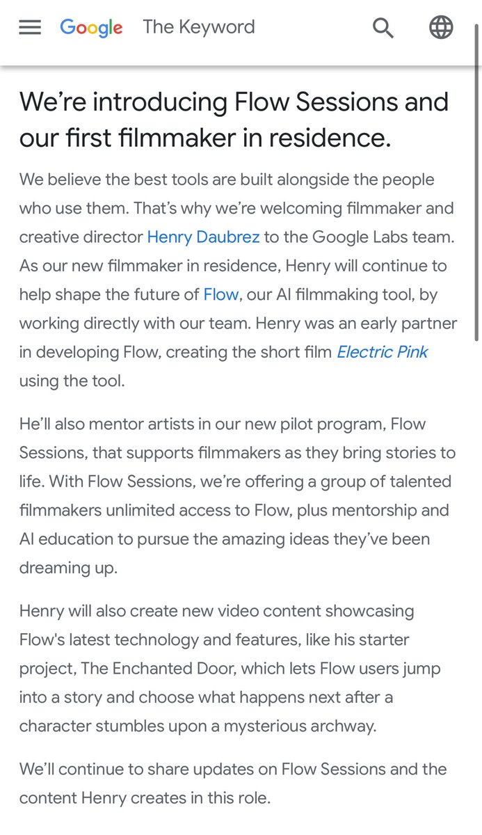 Henry Daubrez ๐ธ๐ (@henrydaubrez) on Twitter photo ๐ฅ I am joining <a href="/GoogleLabs/">Google Labs</a> as their first Resident Filmmaker. ๐ฅ
When I entered the digital industry 20 years ago, I secretly hoped one day to find my way into film.
For a long time it felt like that dream would stay out of reach. Then, four years ago, when I fell headfirst ๐ฅ I am joining <a href="/GoogleLabs/">Google Labs</a> as their first Resident Filmmaker. ๐ฅ
When I entered the digital industry 20 years ago, I secretly hoped one day to find my way into film.
For a long time it felt like that dream would stay out of reach. Then, four years ago, when I fell headfirst