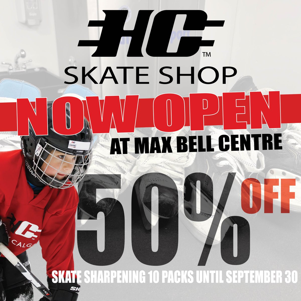 We’re FIRED UP to announce the Hockey Calgary Skate Shop is NOW OPEN - Whether you’re hitting the ice for the first time or chasing that next-level edge, we’ve got you covered!

50% OFF SKATE SHARPENING 10 PACKS FOR THE MONTH OF SEPTEMBER 👉 bit.ly/HCSkateShop