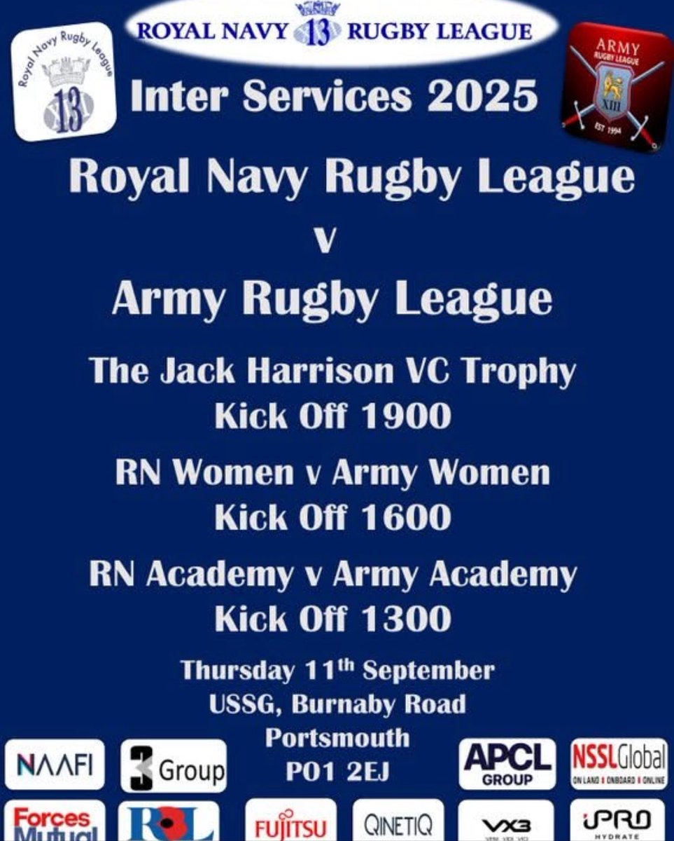 Inter-services Rugby League starts next week 😎⚓️🏉