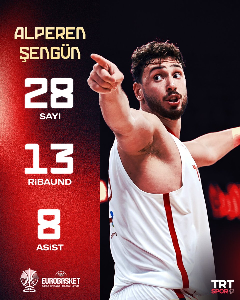 trtsporyildiz's tweet image. AYAKTA ALKIŞLAR DÜNYA YILDIZIMIZA!

🇹🇷 "Baby Jokic" büyüdü, Nikola Jokic'e karşı OLAĞANÜSTÜ oynadı, ülkesini zafere taşıdı.

✨ Artık Alperen Şengün bir marka. Bizim markamız. Bizim yıldızımız.

🏀 28 sayı
🙌 13 ribaund
🅰️ 8 asist