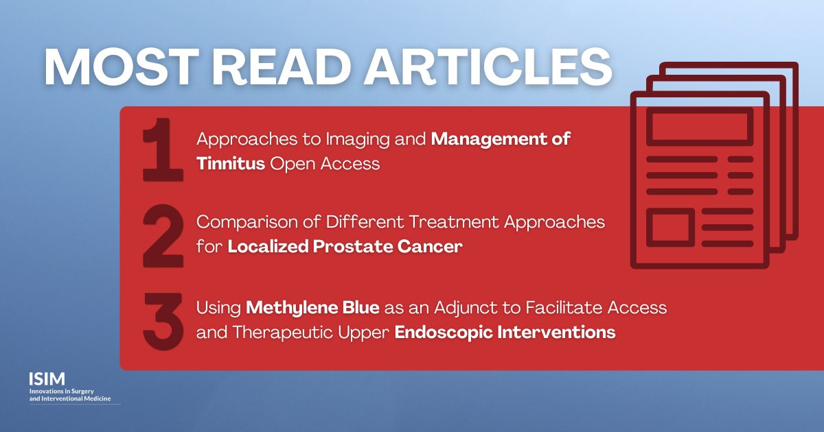 Have you read some of our most read articles? Explore topics surrounding management of #tinnitus, different treatments of #prostatecancer, and the use of #methyleneblue meridian.allenpress.com/innovationsjou…