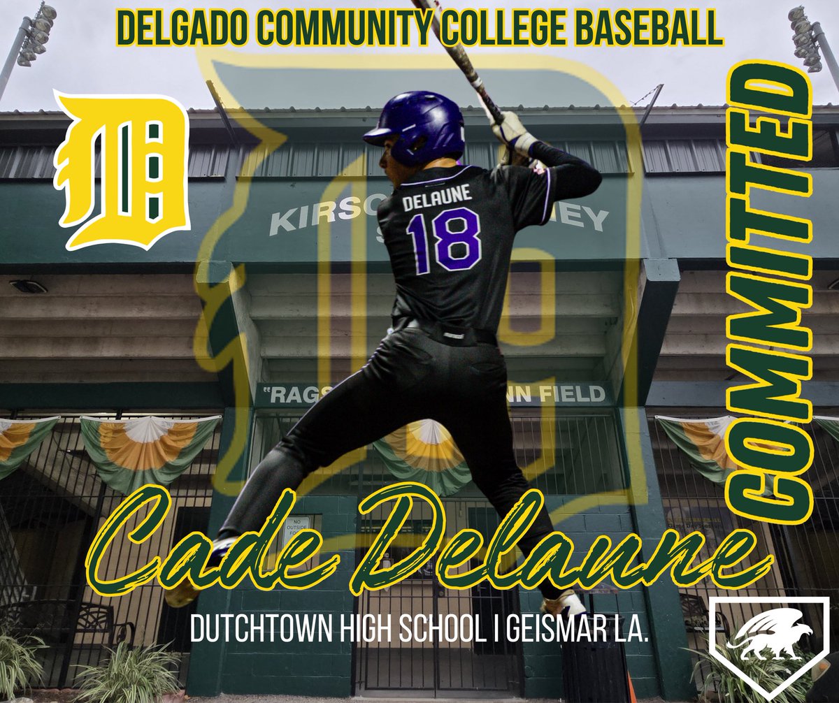 Cade Delaune (@cade_delaune) on Twitter photo I am blessed to announce my commitment to Delgado Community College. I would like to thank my family, coaches, and teammates who have helped me along the way. Fins up! 🐬<a href="/DTHSbaseball/">Dutchtown Baseball</a> <a href="/Joescheu/">Joe Scheuermann</a> I am blessed to announce my commitment to Delgado Community College. I would like to thank my family, coaches, and teammates who have helped me along the way. Fins up! 🐬<a href="/DTHSbaseball/">Dutchtown Baseball</a> <a href="/Joescheu/">Joe Scheuermann</a>