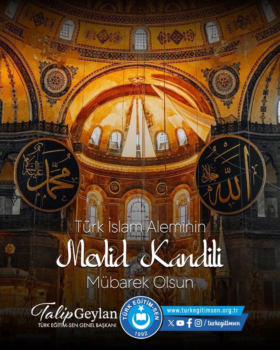 Türk İslam coğrafyasının huzur bulması niyazıyla, #MevlidKandili’miz mübarek olsun!