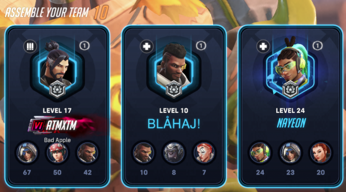 New season lets you see that you have 3 support players on your team and that you shouldn't even try