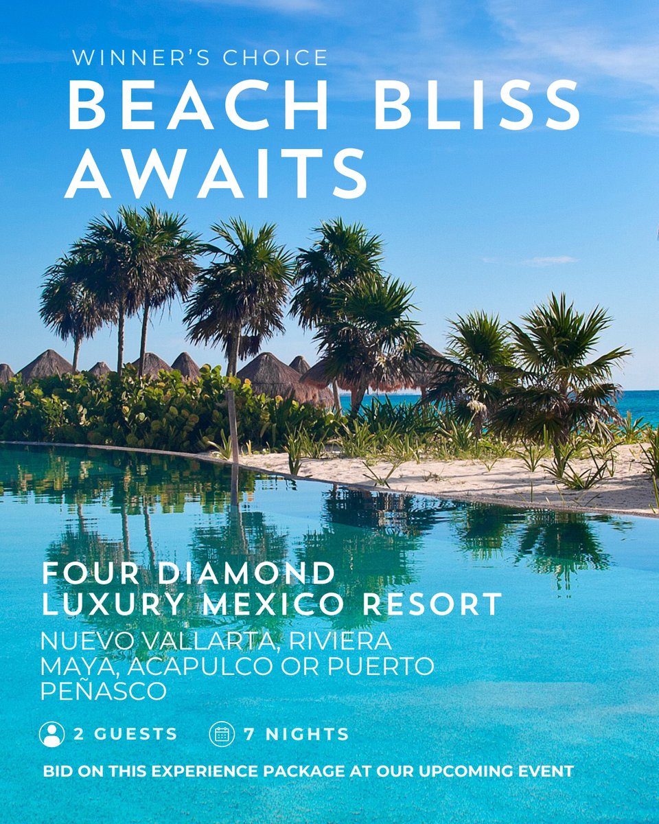 Win a trip to Mexico in conjunction with HSU's upcoming ✨Wags to Wishes Gala!✨

For just $75, you'll be entered to win a 7 night stay for 2 at a world class resort in the city of your choosing! 🌴😎

All proceeds benefit homeless pets. Enter today at e.givesmart.com/events/J9P/i/_…