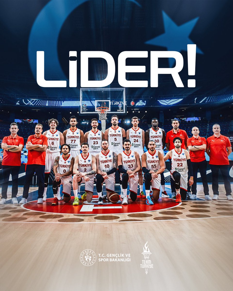 Avrupa Basketbol Şampiyonası'nda 5'te 5 yapıp son 16'ya lider gidiyoruz! 

Ergin Ataman yüzünden milli takıma oyuncu yollamayanlara selam olsun! 

Helal olsun çocuklar! 
Tebrikler #12DevAdam