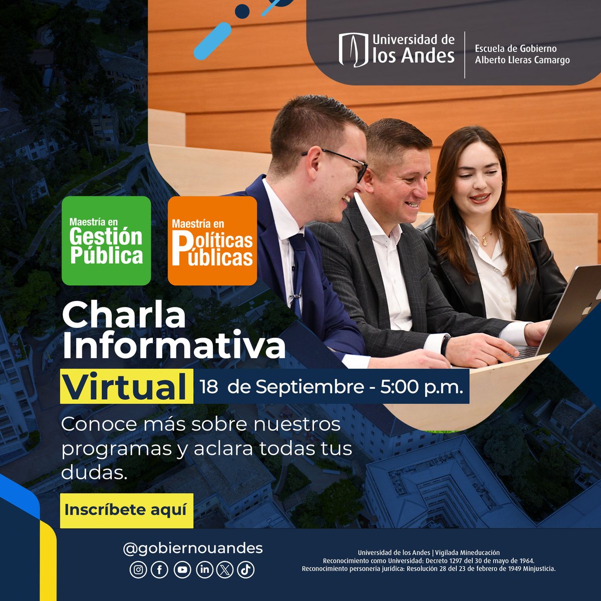 🎓 ¡Impulsa tu futuro con una Maestría en la Escuela de Gobierno!

Te invitamos a nuestra charla informativa sobre nuestras maestrías, donde descubrirás cómo nuestros programas pueden potenciar tu impacto en el sector público y privado.

📅 Fecha: 18 de septiembre
⏰ Hora: 5:00