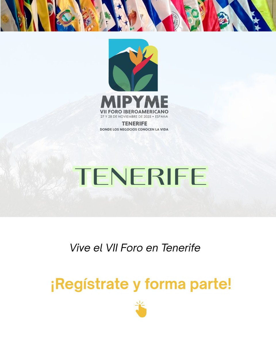💼 Reforzamos nuestro compromiso con el desarrollo empresarial participando en el VII Foro Iberoamericano de la Mipyme, que será el 27 y 28 de noviembre en Tenerife, Islas Canarias 🌍.

En este importante encuentro internacional estarán presentes Juan Carlos Navarro, Presidente,